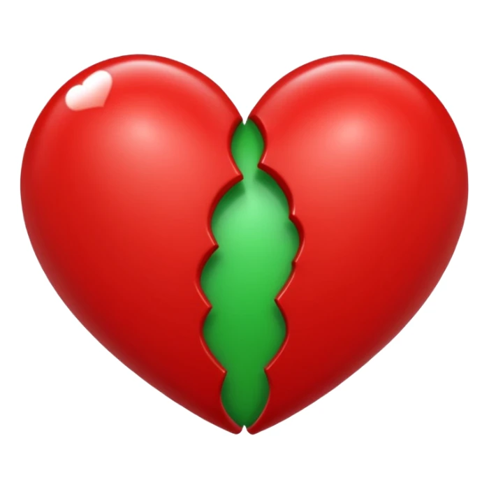 two hearts orbiting each other. one is red, the other is green sticker