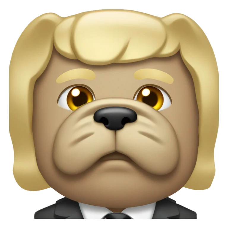 Tech boss with blond hair and bulldog face sticker