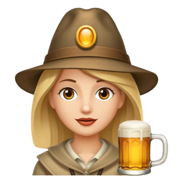Erstelle das WhatsApp Emoji "zwinkerndes Gesicht" mit Bierkrug und Hut sticker