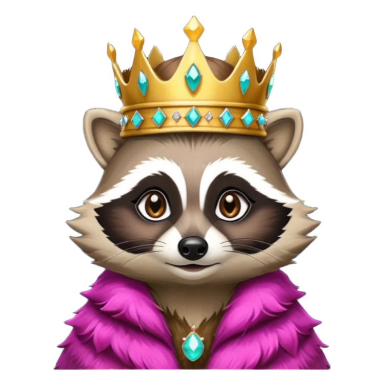 queen racoon with jewelled crown  sticker