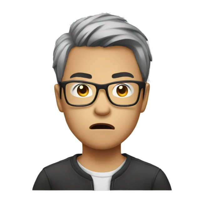 Angry Young Asian man with glasses, head only sticker