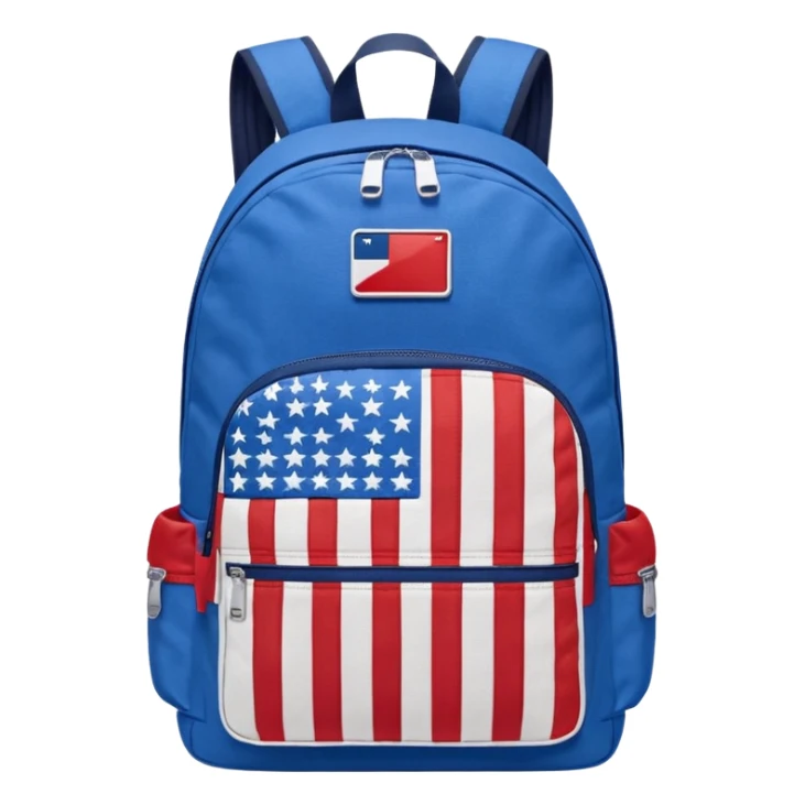 blue backpack with tommyjeans logo like american flag sticker