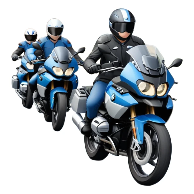group of BMW motorcycles touring together on road sticker