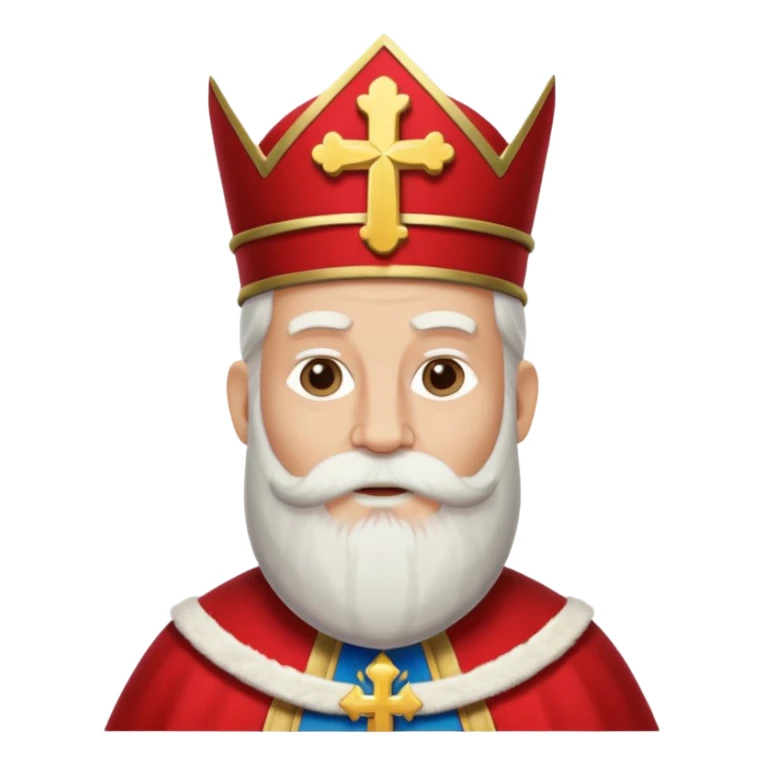 Sinterklaas met een lange witte baard en een meiter met een kruis erop sticker