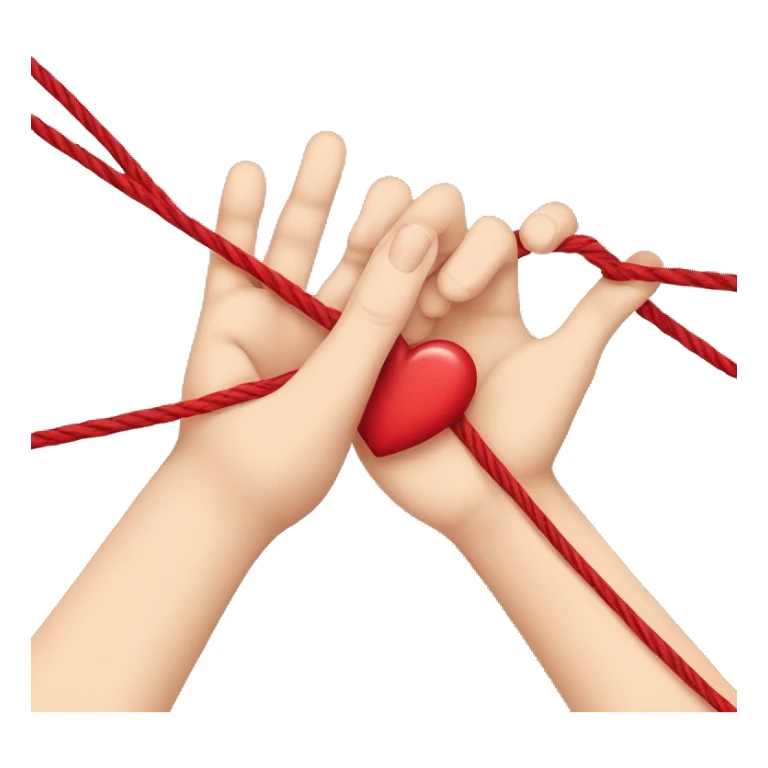 a hand with closed fingers except pinky finger and a red thread to show red thread tied up with love  string is tied like a heart  sticker