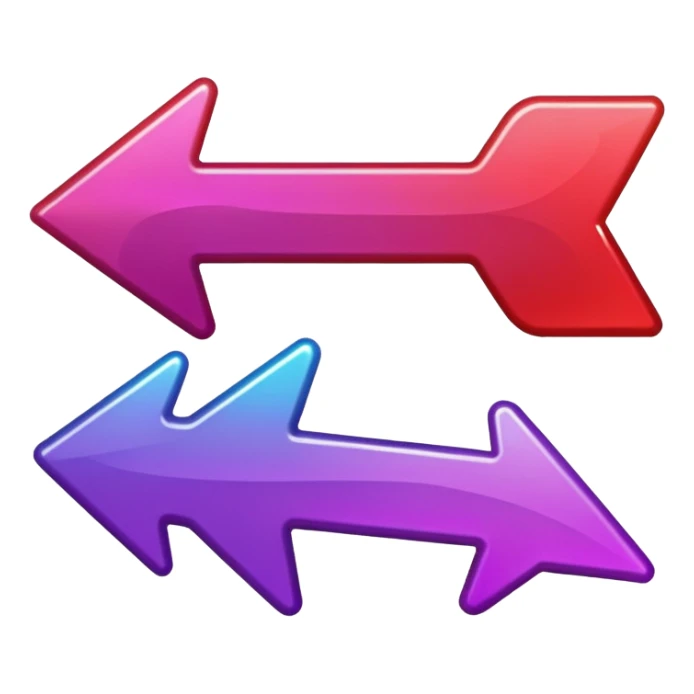 color gradient between red and purple glitter arrow right sticker