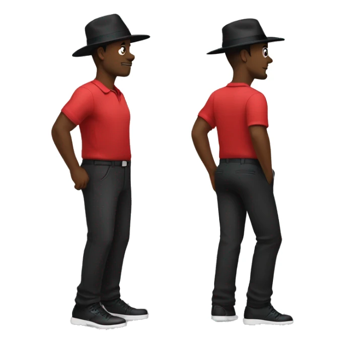 🏌🏾‍♂️ but with a black hat, red shirt, and black pants and shoes sticker