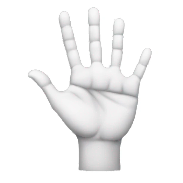 Left hand palm with middle, ring and pinky fingers together, pointer finger seprat and thumb separate sticker