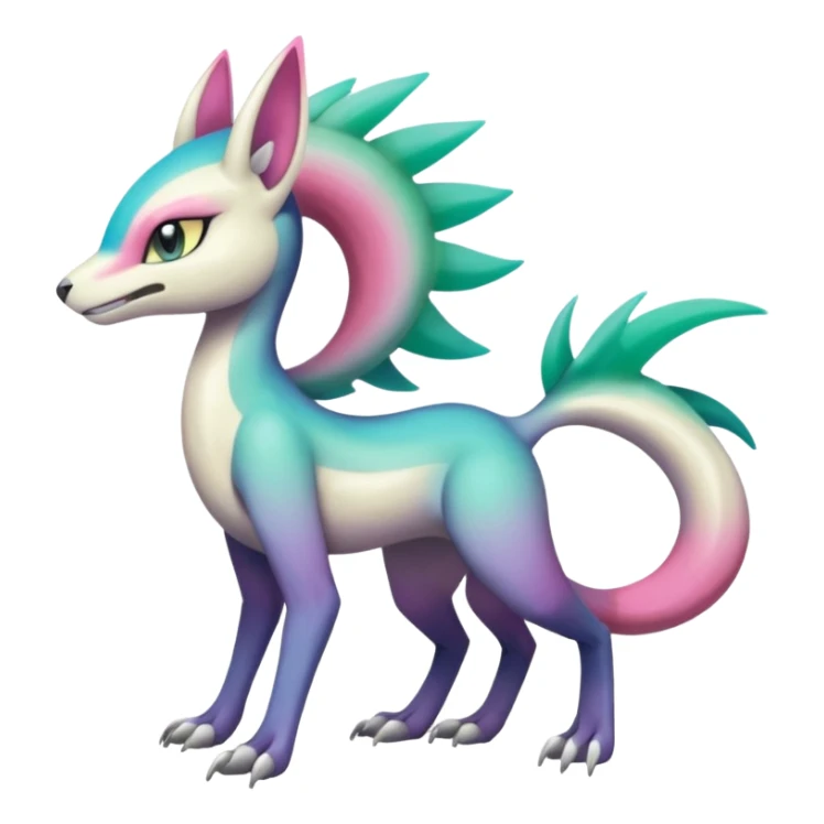 Colorful gradients-colored Meloetta-Sergal-Palkia-hybrid-fusion-Fakémon-creature, full body sticker