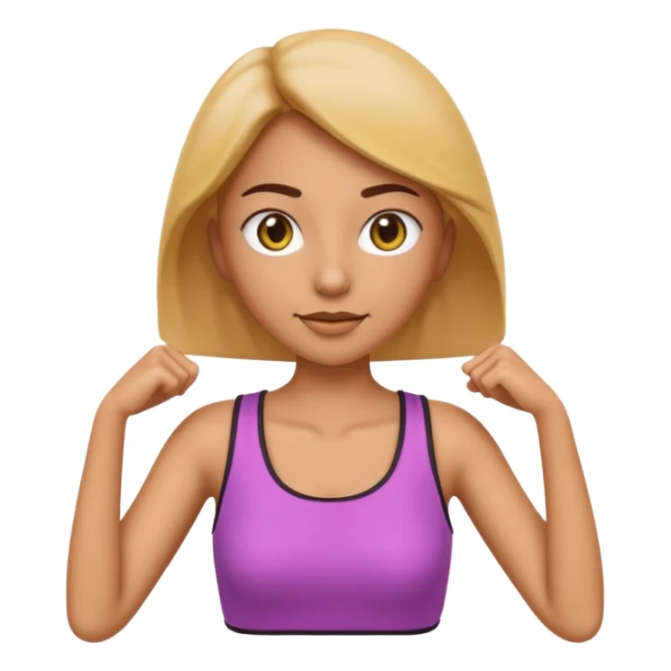 3D emoji woman running. Fix eyes: symmetrical, aligned, natural size, realistic pupils, no distortion. Remove dark pink sash. Add small neutral crossbody bag across torso. Keep same pose sticker