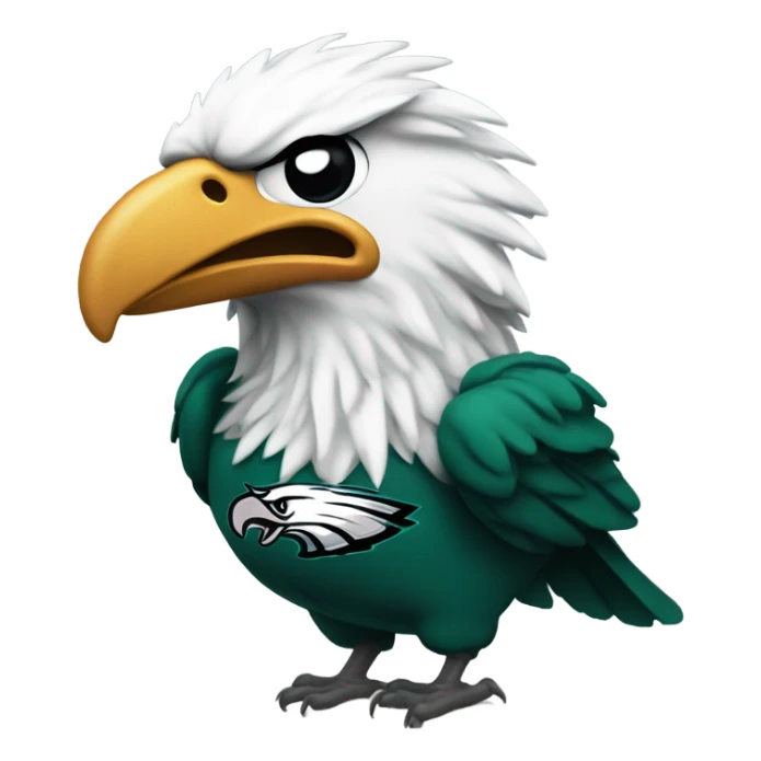 Dirty bird wearing a Philadelphia Eagles jersey with tears running down sticker