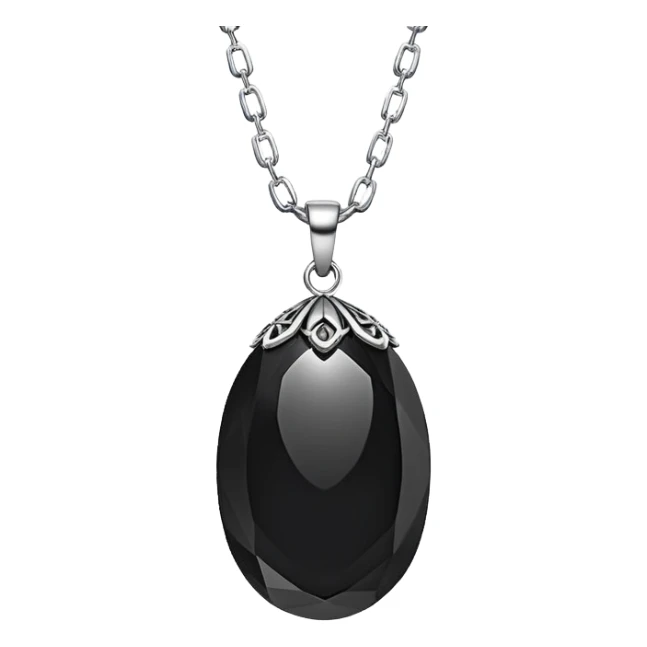 floating onyx stone with inner light, silver chain animated as if alive, no extra colors sticker