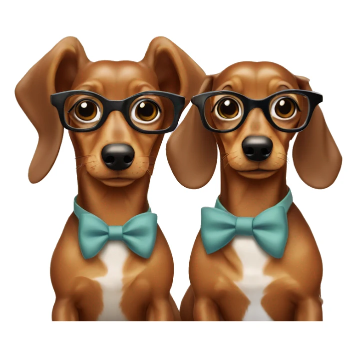 Two girl dachshunds in suits with glasses and bows sticker