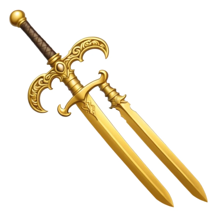 Two Golden royal swords with gold blades and gold handel sticker