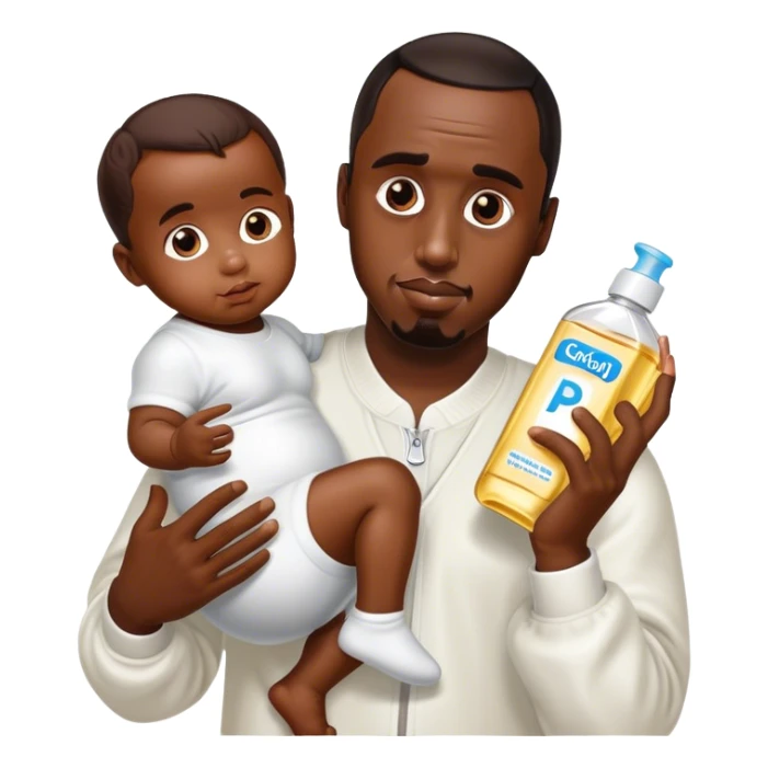 p diddy holding baby oil sticker