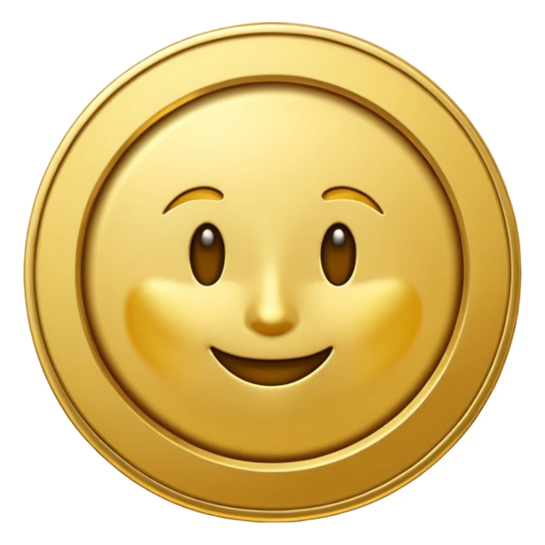 gold coin, embossed edge, emoji style, no text sticker