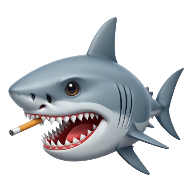 Shark face with a cigarette in its mouth sticker