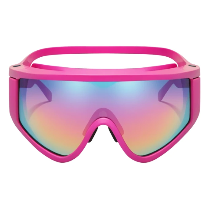 super thick sporty pink shield visor sunglasses with extra chunky oversized frame, heavy-duty build, substantial construction, one-piece lens sticker