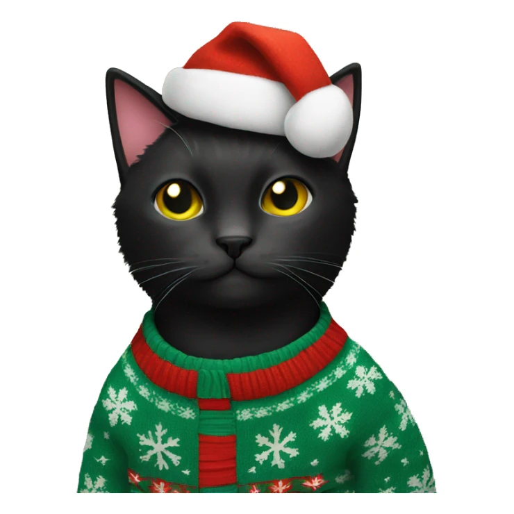 black cat in christmas sweater sticker