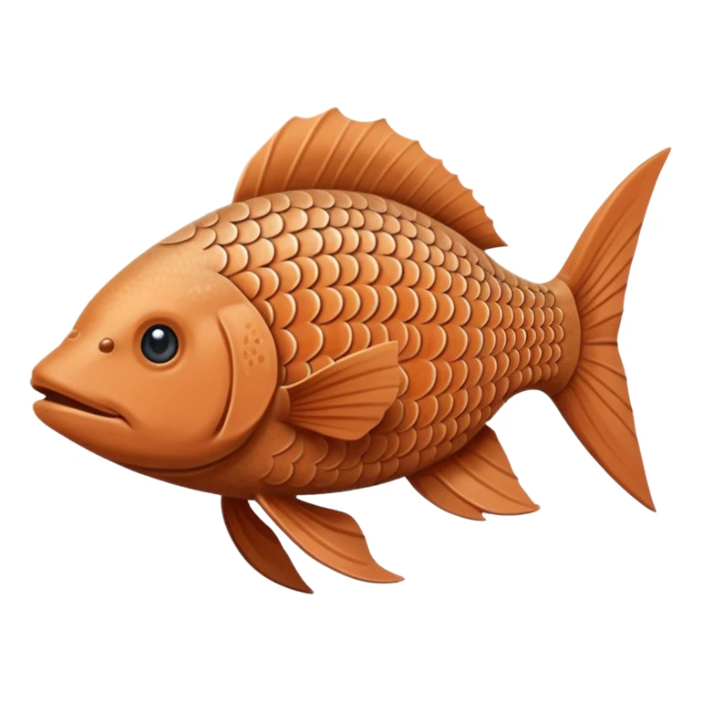 Fish. Longer, thinner body covered in dusty terracotta scales with a rough, sandpaper-like texture. Fins are smaller and more rigid, adapted for digging through mud. Dull brown and tan coloring with sandy patterns. long whiskers. very long, thin body. pokemon style. sticker