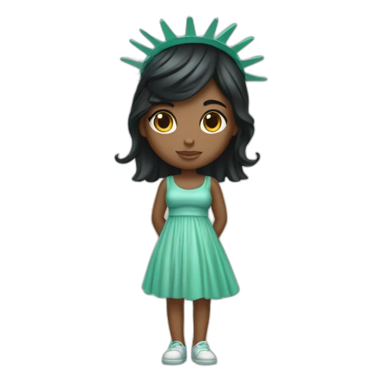 cute black hair girl statue of liberty sticker
