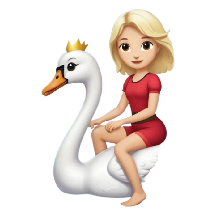 cute blonde woman riding swan on lake sticker