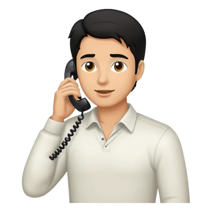 man with lush black hair talking on the phone sticker