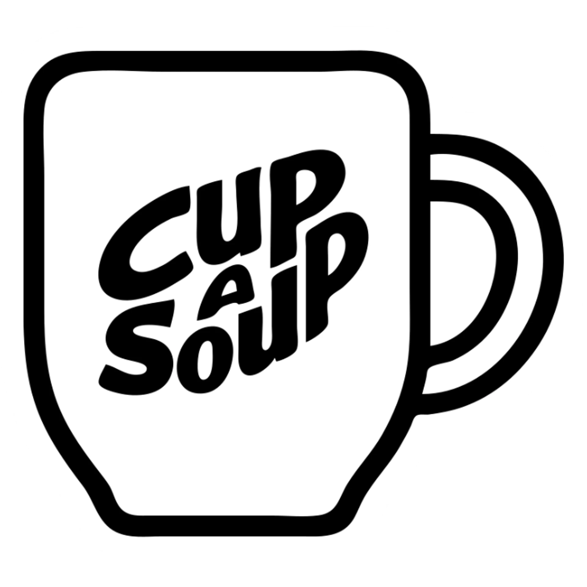 green mug with Cup A Soup logo, modern vector style, isolated on transparent background sticker