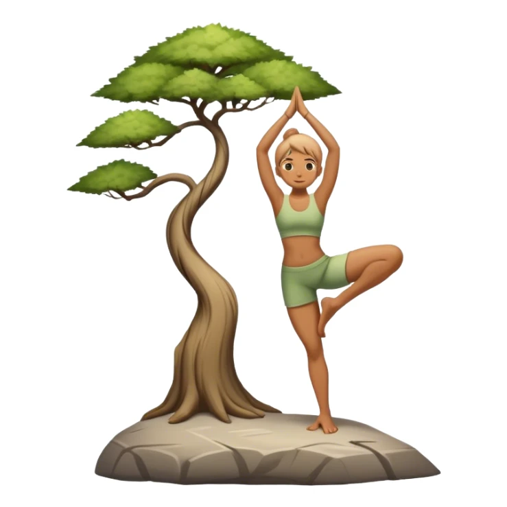 one person doing tree yoga standing on a rock sticker