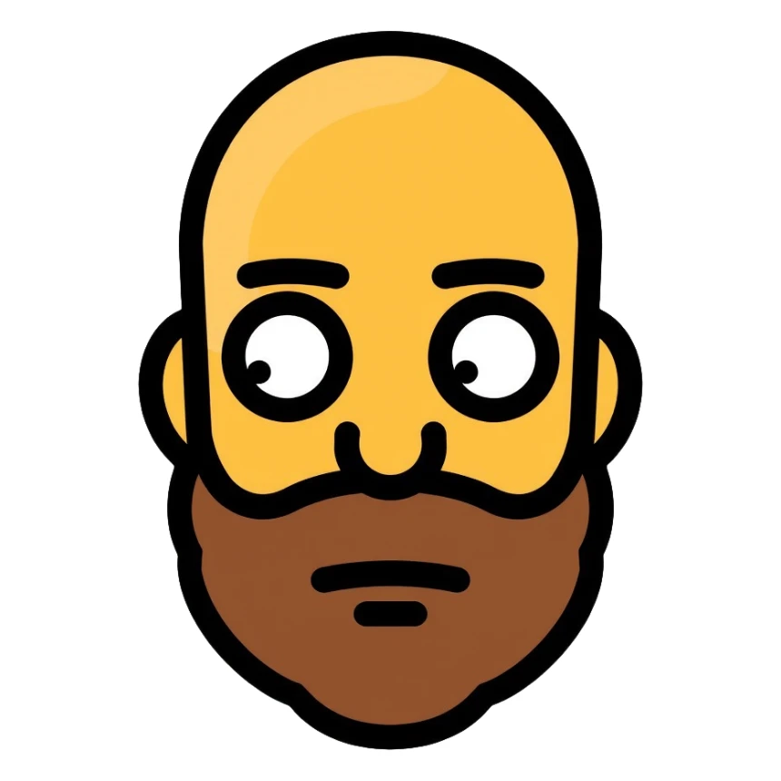 Omar Simpson character with bald head, round eyes, and stubble beard sticker