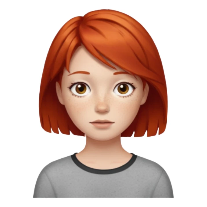 girl , short layer red hair sticker