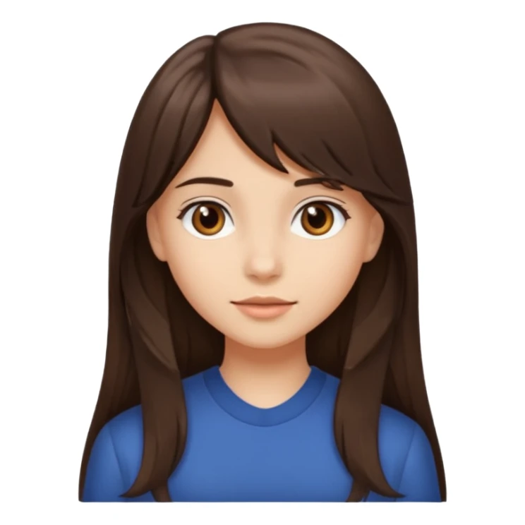 Girl with long brunette hair side bangs and neutral skin tone, brown eys  sticker
