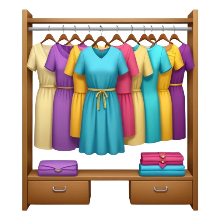 open wardrobe with woman clothes hanging inside sticker