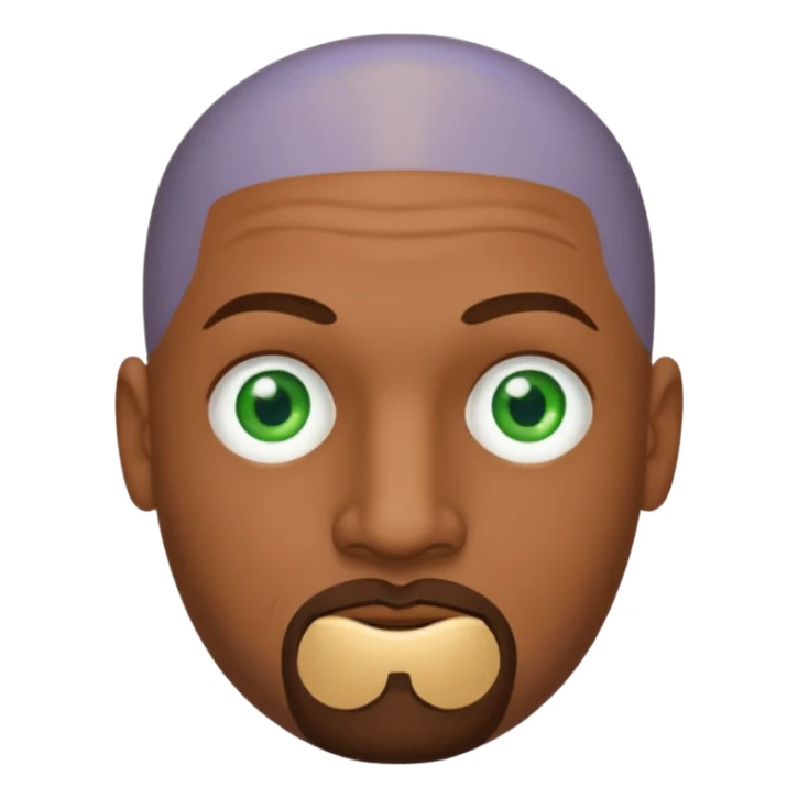 bald man's face, with brown goatee and green eyes, oval face, rounded, big sticker