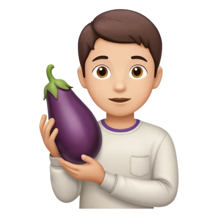 Boy with and egg plant in his hand sticker