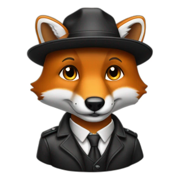 Un renard en costume noir avec une casquette plate sticker