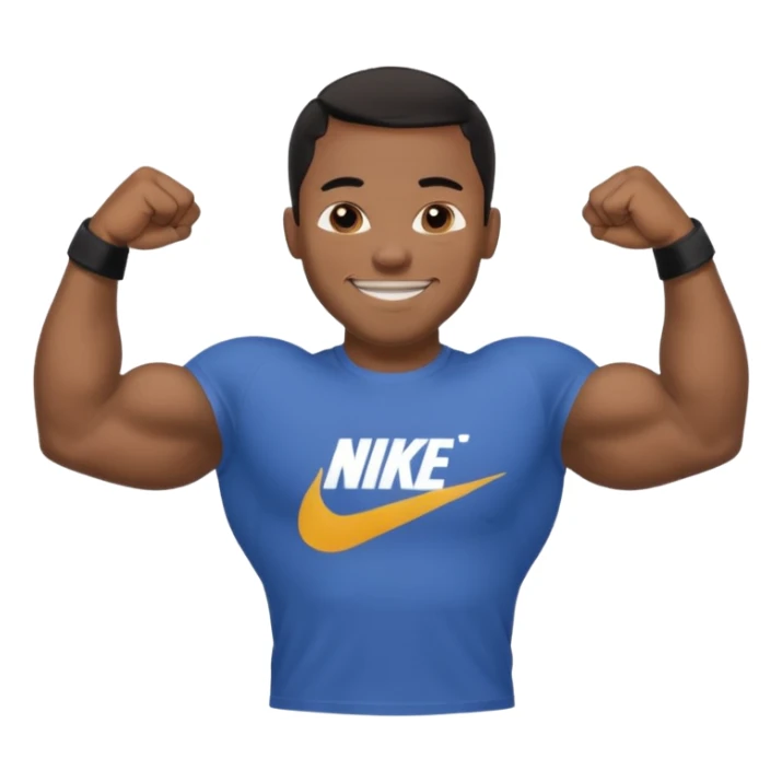 Jock black man smiling very big biceps wearing “Nike” t shirt sticker