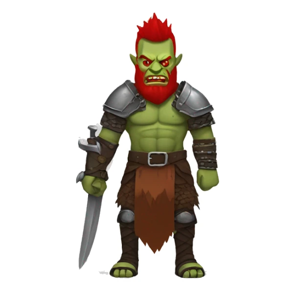 armored orc berserker with red beard & mohican sticker