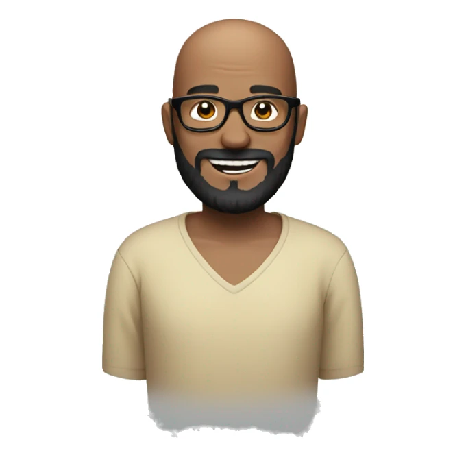 Man without hair with black beard in black glasses smiling  sticker