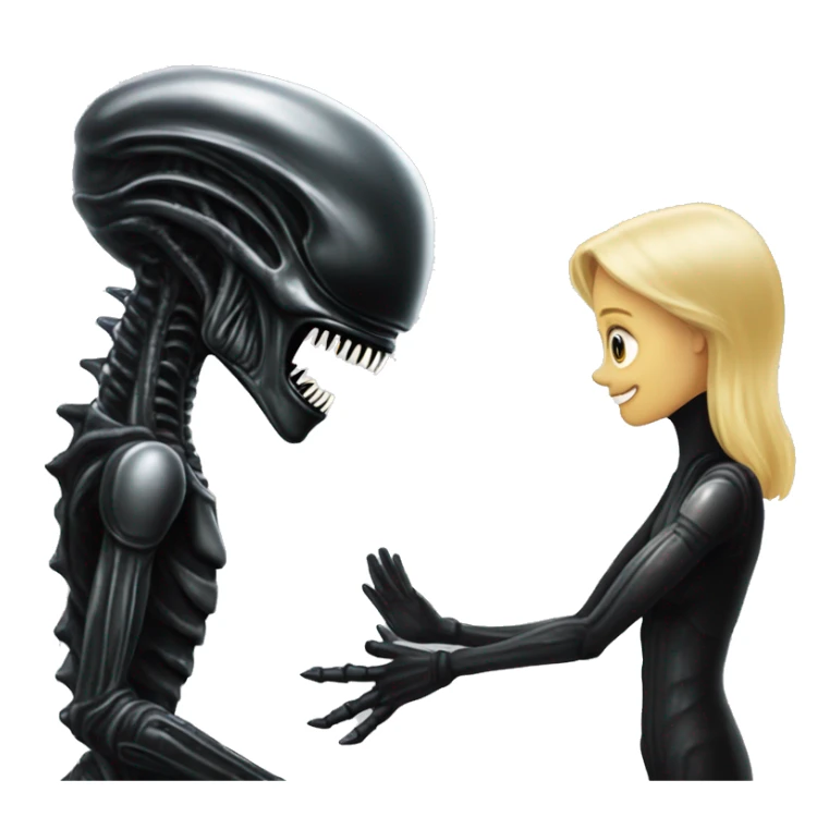 Xenomorph giving high-five to a blonde girl sticker