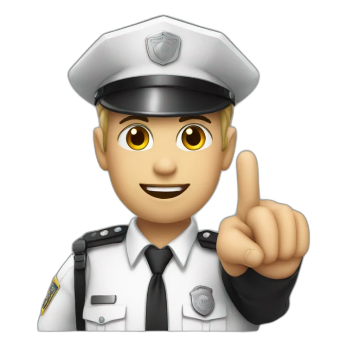 White police person point finger up sticker