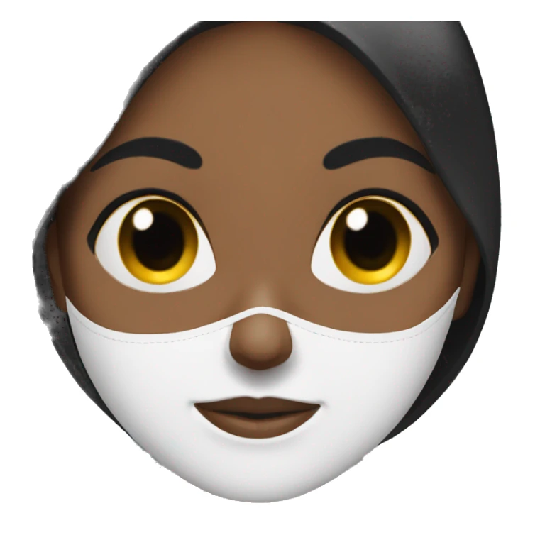 Black hair woman face mask  sticker