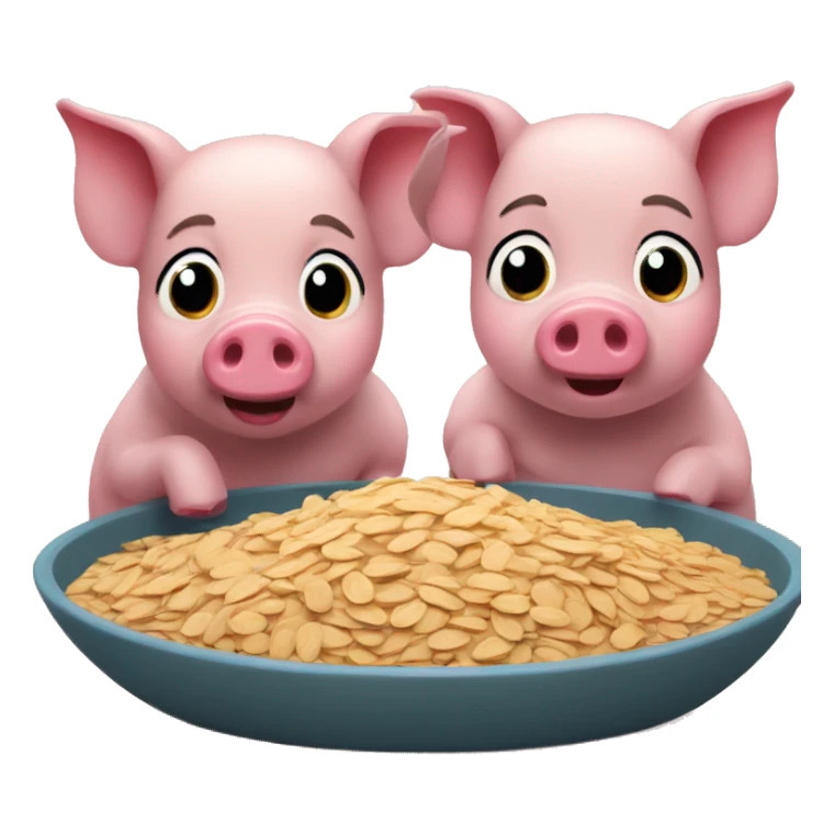 2 pigs, one eating oats, the other wants too but is not allowed sticker