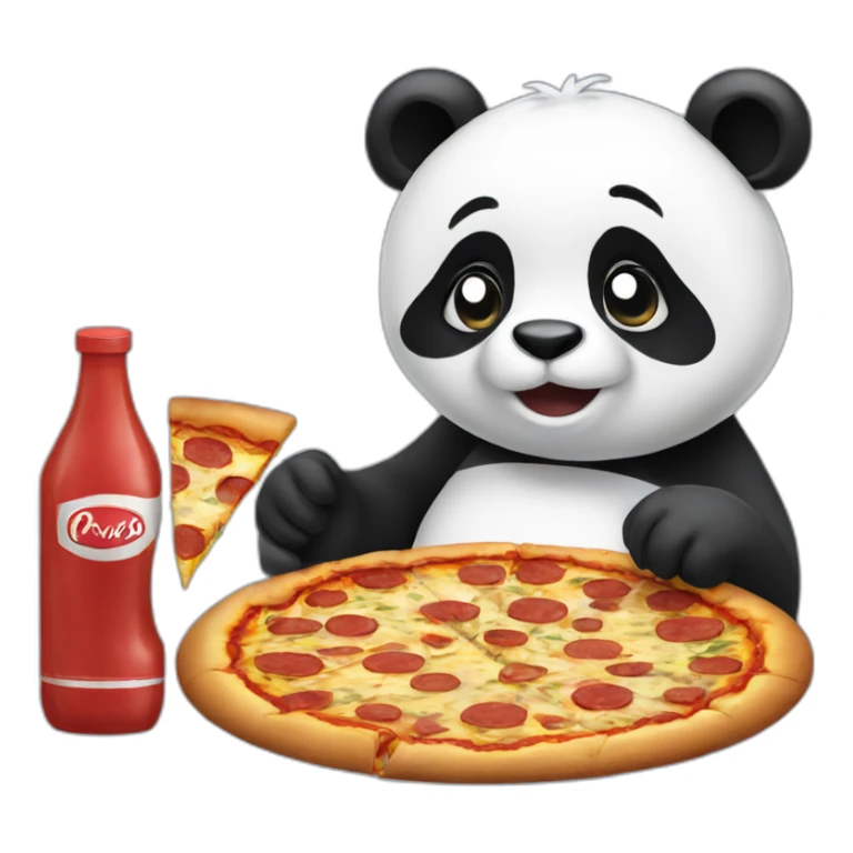 Panda eating slice of pizza and watching tv sticker