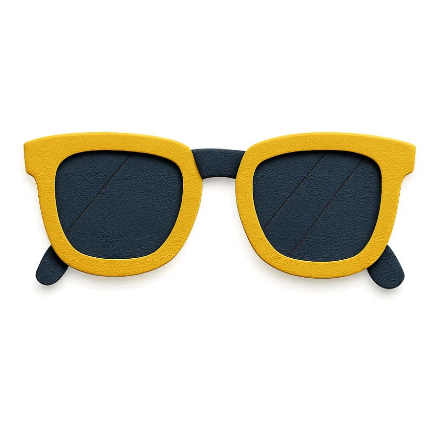 sunglasses with layered paper effect on a white background in paper-craft style sticker