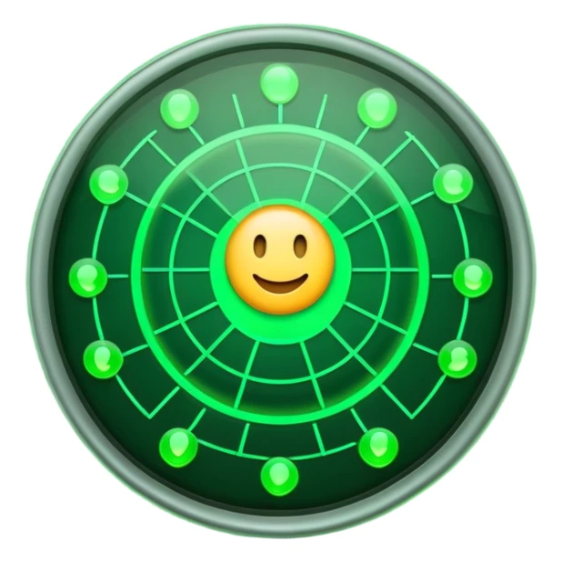 radar system scanning for emoji faces, radar screen with emoji blips sticker
