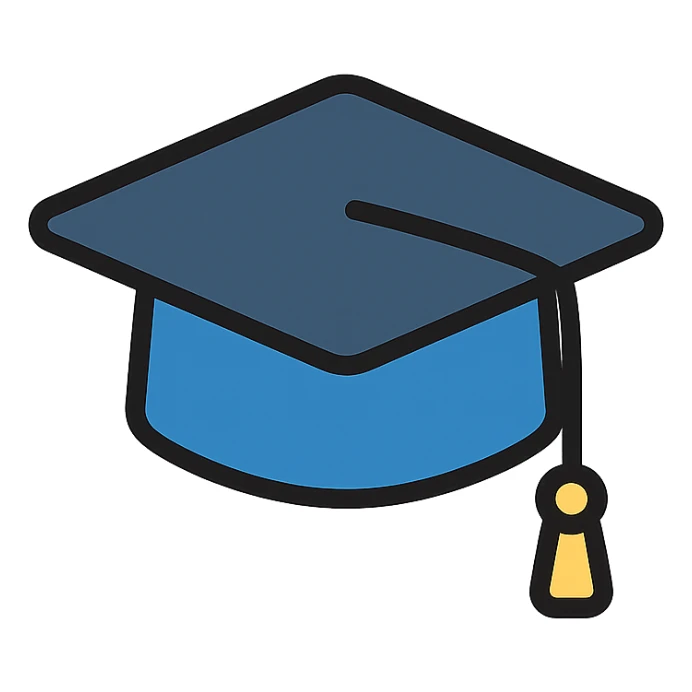 graduation cap in a modern style, clean lines, minimalistic color outline icon sticker