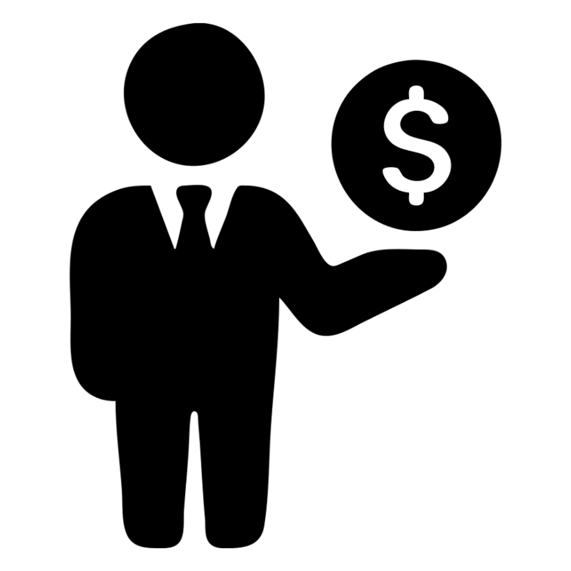 Businessman holding money, man with cash, wealth symbol sticker