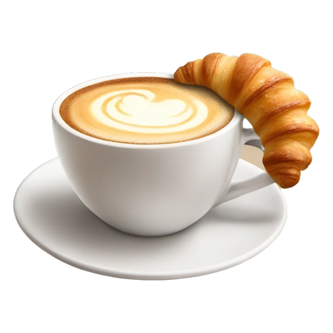 Cup of cappuccino with croissant sticker