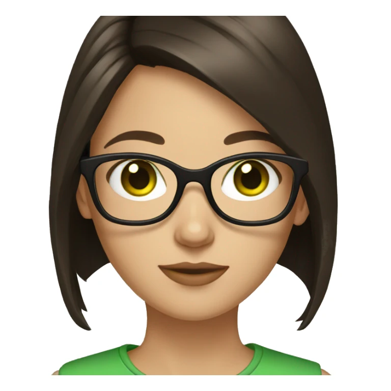 brunette girl with green eyes and glasses sticker